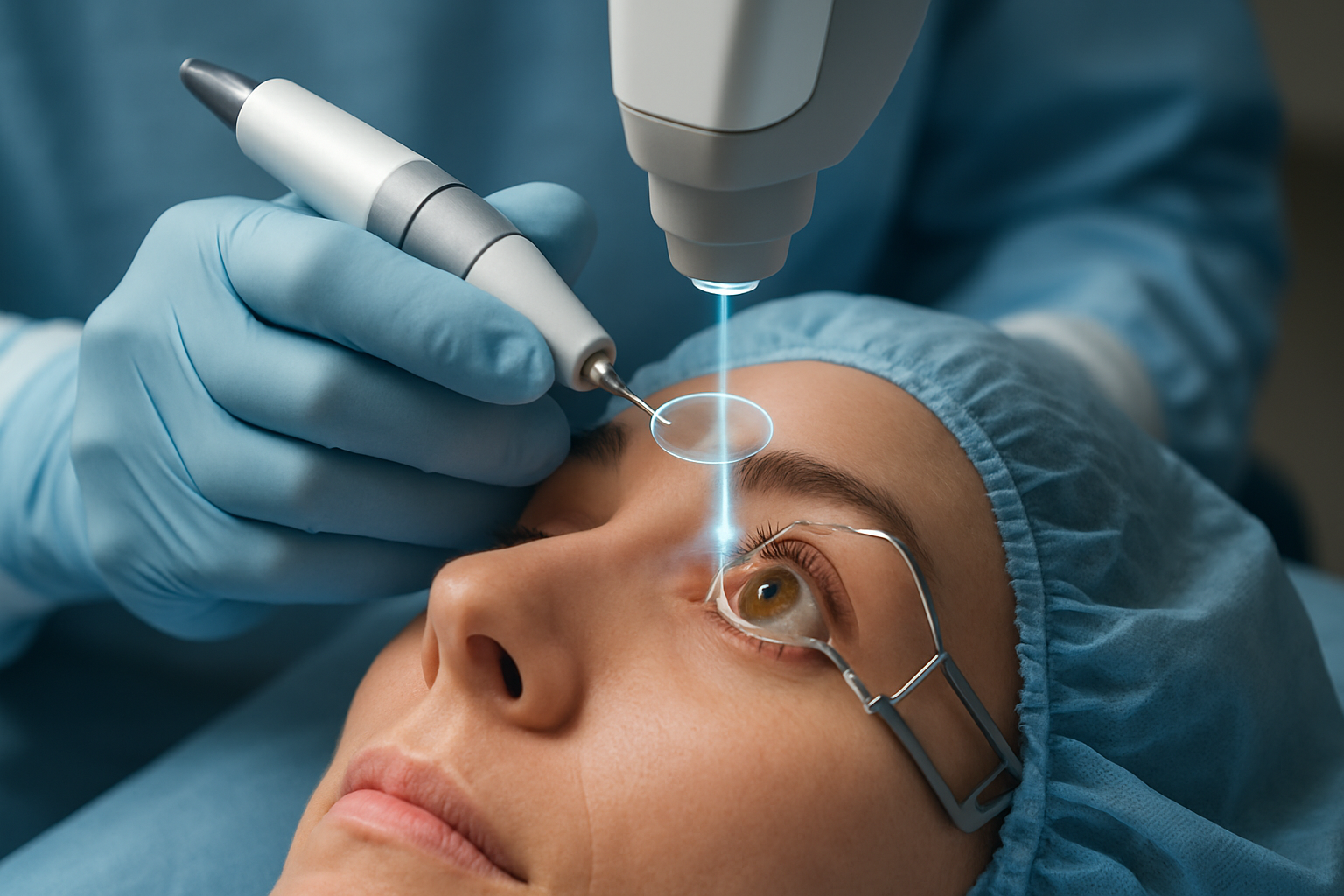 DrJigensh Gala performing lasik surgery on a lady