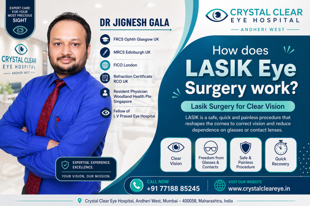 DrJignesh Gala founder of crystal clear eye clinic andheri Mumbai explains about Lasik Surgery