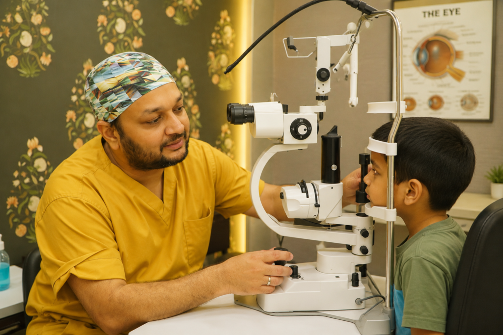 DrJignesh Gala doing Kids Eye Check up