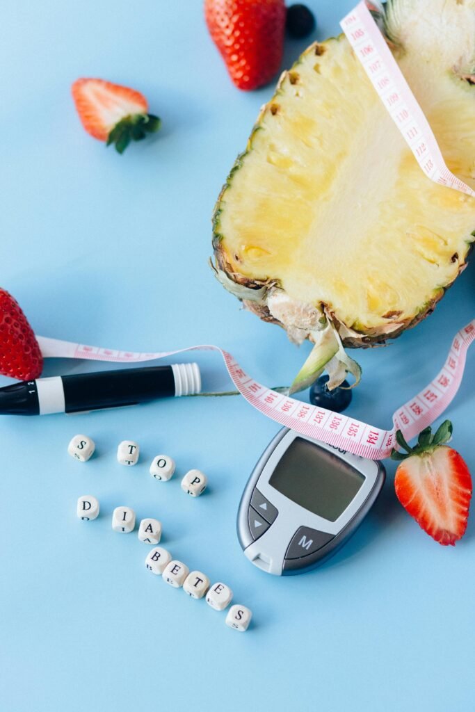pexelsphoto69420846942084 Crystal Clear Eye Clinic Best Eye Clinic in Andheri Mumbai A medical concept with fruits glucometer and stop diabetes message on blue background