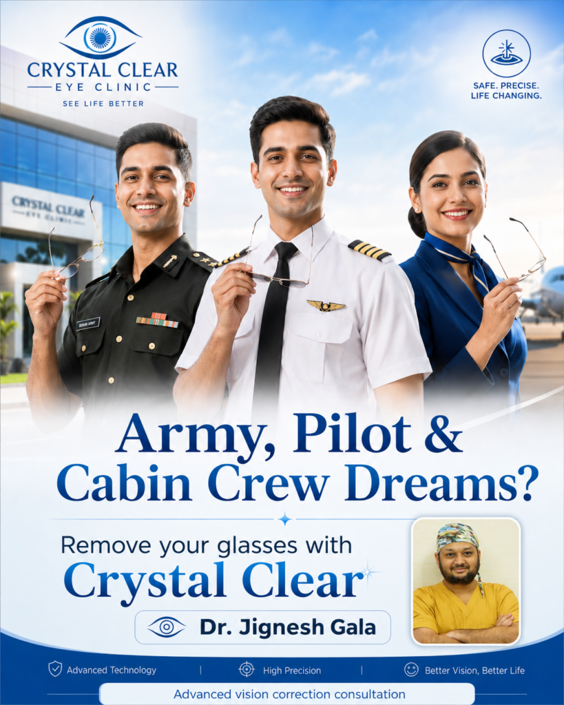 Army Pilot and Cabin crew glass removal surgery by DrJignesh Gala Crystal Clear Eye Clinic Best Eye Clinic in Andheri Mumbai Army Pilot and Cabin crew glass removal surgery by DrJignesh Gala