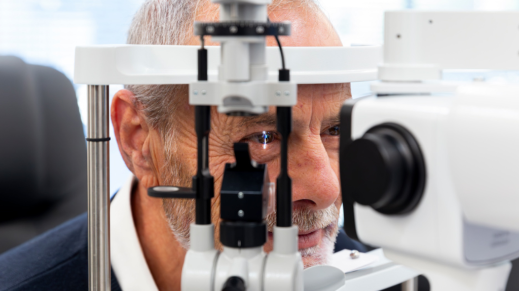 old man having dense cataract